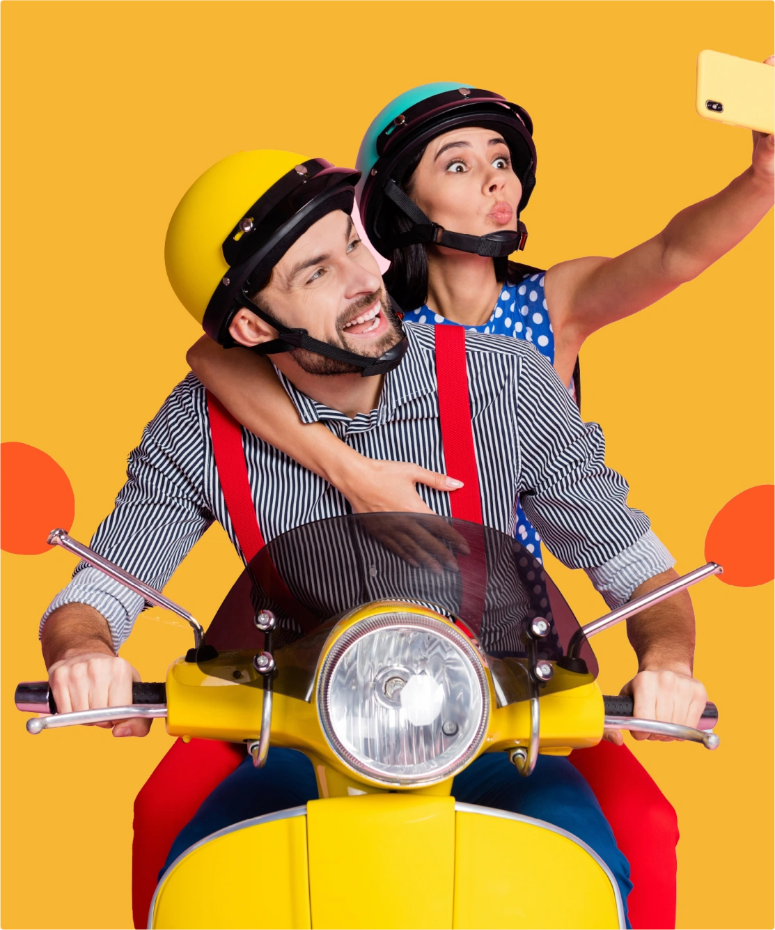 couple-on-a-bike-yellow-bg