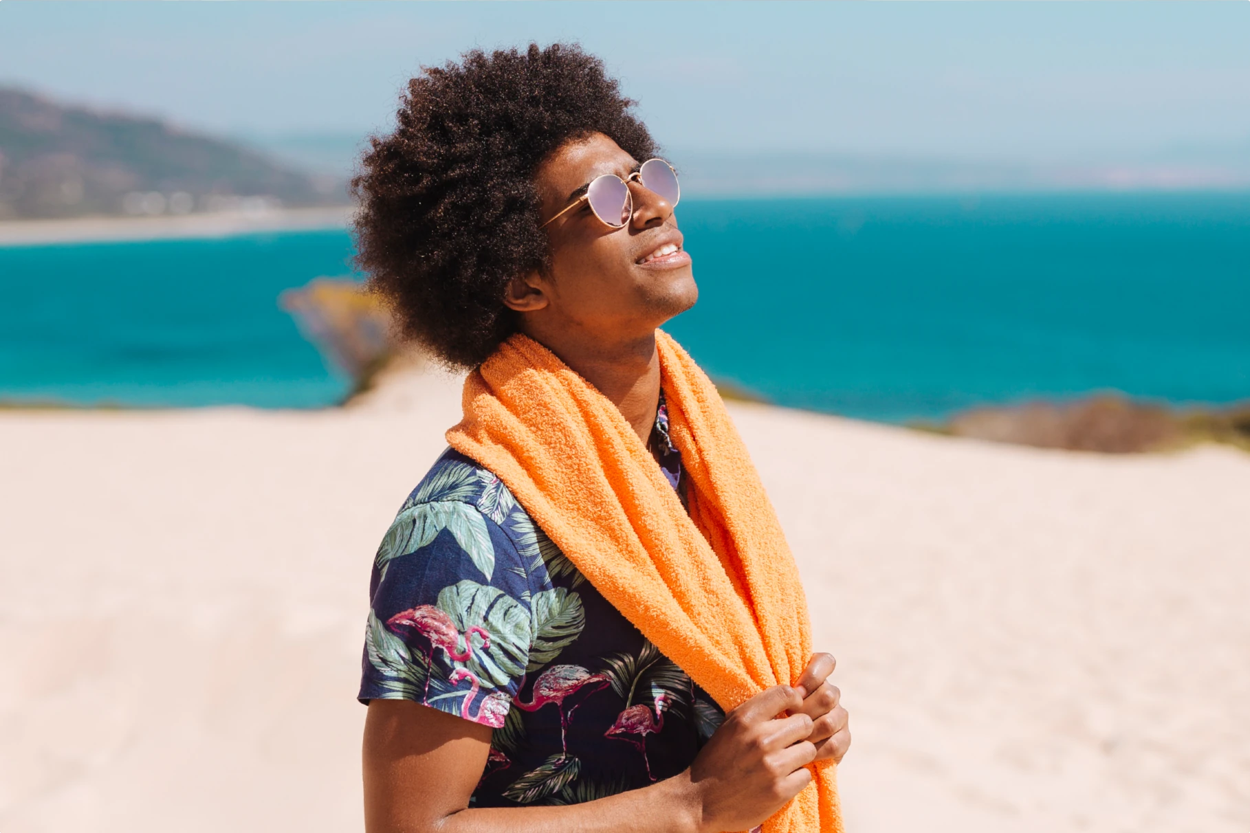 man-orange-towel
